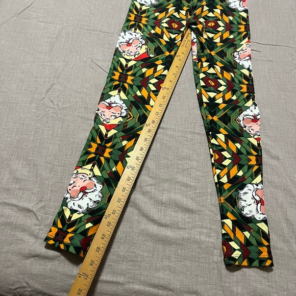 LuLaRoe OS Leggings Green Christmas Star KALEIDOSCOPE SANTA Vintage Retro - Picture 4 of 6